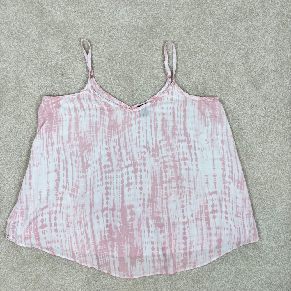 Torrid Pink White Tie Dye Rayon Cami Tank Top V-Neck Plus Size 2 2X Adjustable